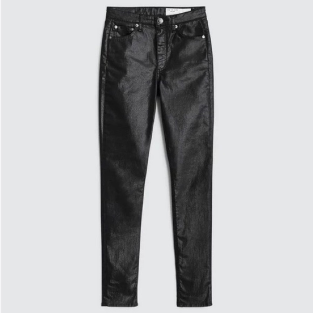 Rag & bone nina high-rise skinny black coated jeans size 31 - Picture 8 of 10